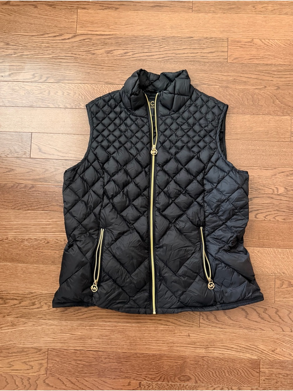 Michael Kors Black Quilted Puffer Vest with Gold Hardware